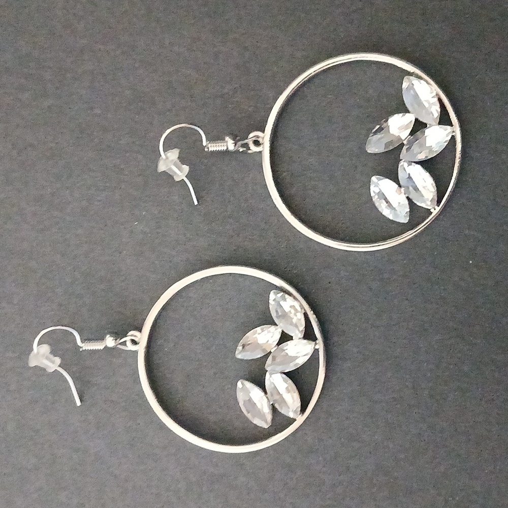 Silver Hoop Crystal Earrings